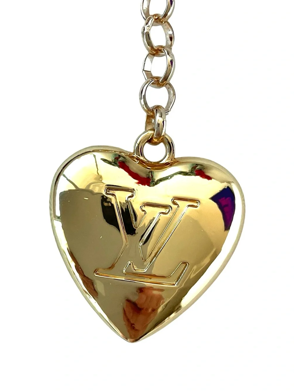 Louis Vuitton Gold Heart LV Bag Charm Keychain Flower NWOT